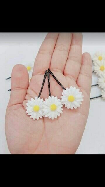 Kẹp tóc hoa cúc họa mi 1 bông trắng