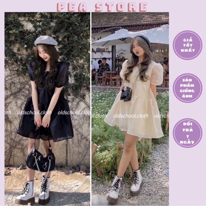 Váy babydoll tơ bồng tiểu thư Selina Dress - Đầm babydoll tơ bồng Pea Store (hình thật/sẵn)