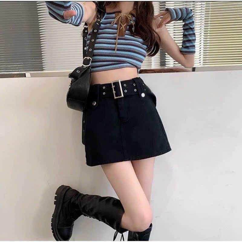 Chân váy kaki trơn kèm khoá vk đen
