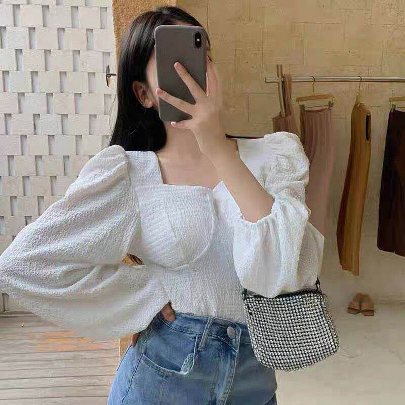 Áo kiểu voan xốp tay bồng siêu sang