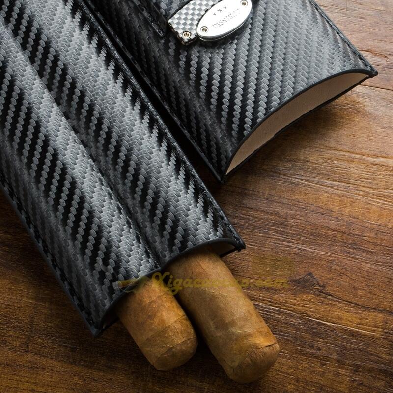 BAO DA ĐỰNG XÌ Gà 2 điếu KÈM DAO CẮT(Màu nâu và màu Carbon)