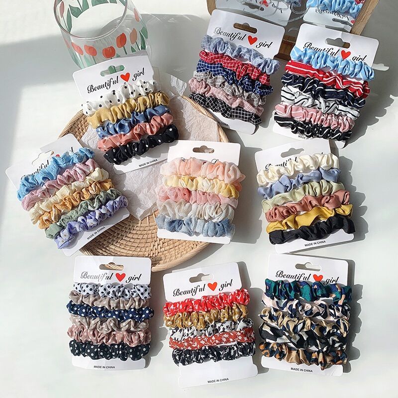 3 buộc tóc scrunchies mini