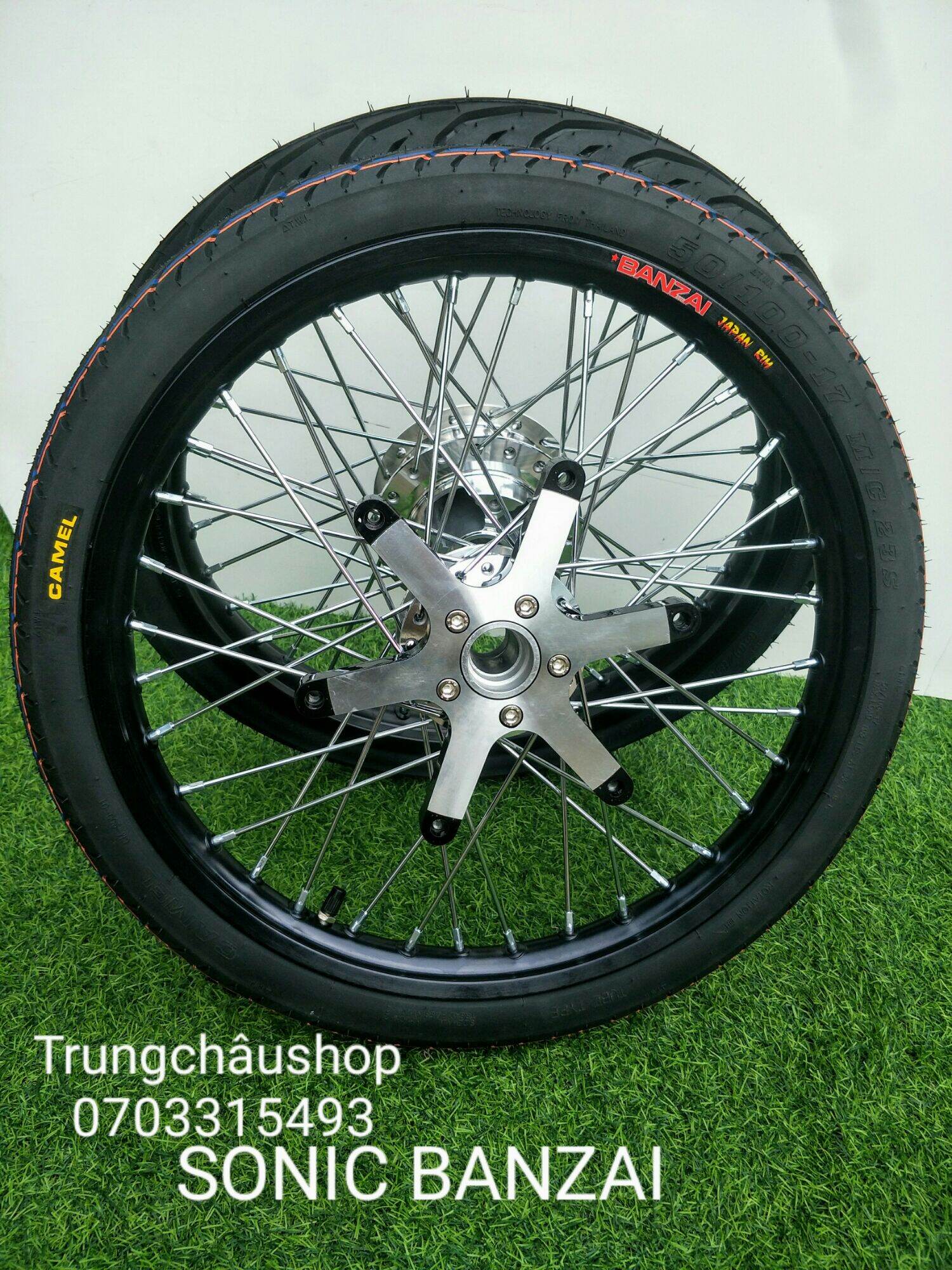 [HCM] CẶP BÁNH CĂM SONIC NIỀNH BANZAI /ĐEN VÀ ĐỎ/  ĐÙM CĂM MẠ CROM VỎ CRV HOẶC CAMEL THÁI 50.60 HOẶC 60.70