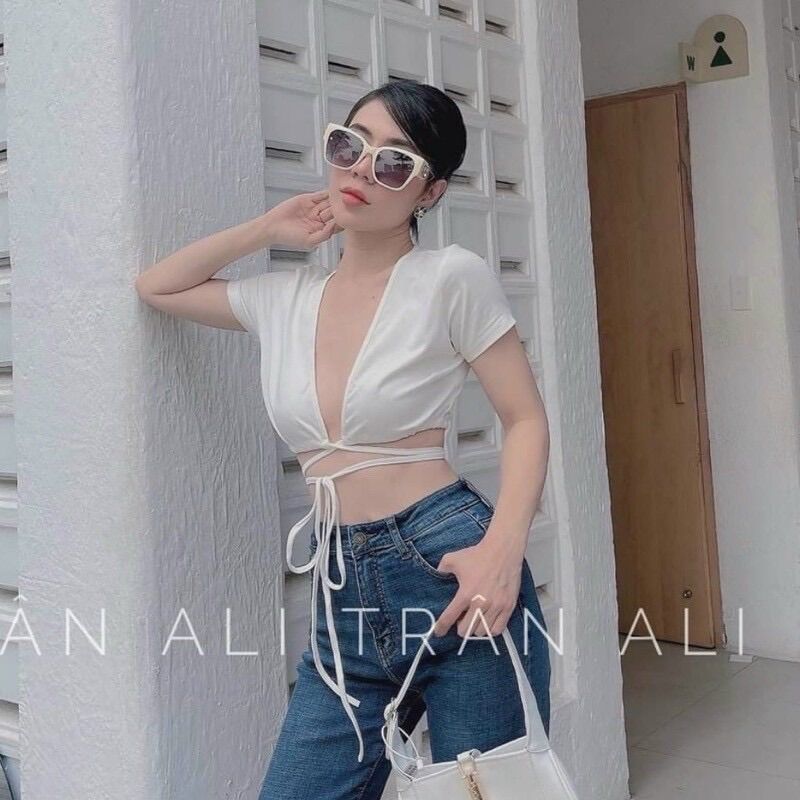 [HCM]ÁO CROPTOP QUẤN DÂY MẶC 2 KIỂU