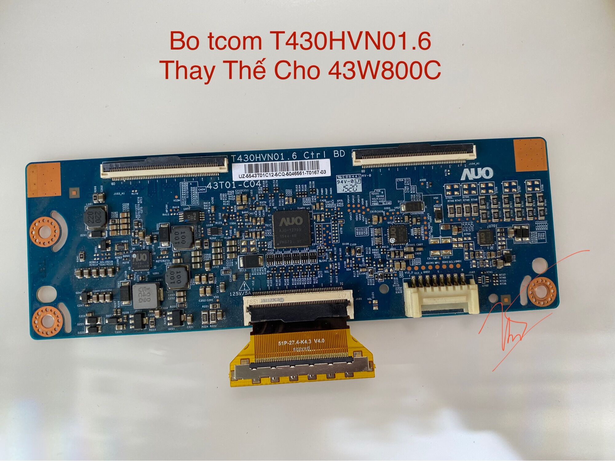 Bo tivi tcom auo 1.6 thay thế 43w800c - t42hvn01.6