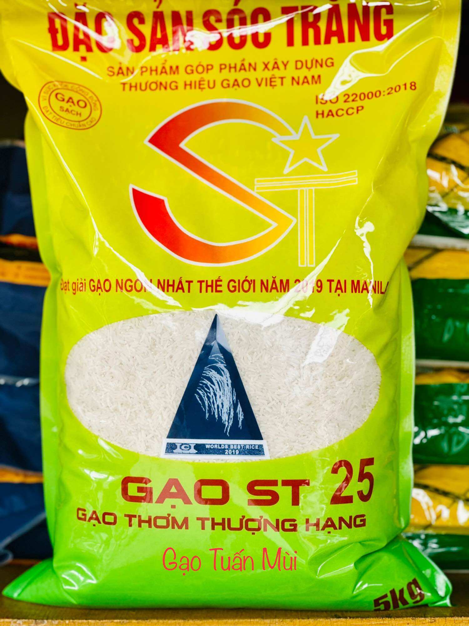 Gạo ST25 + Gạo Lúa Vụ Mới  Dẻo Mền Thơm , Ngọt Cơm ( Túi 5 ký )