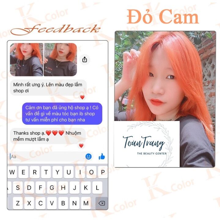 Thuốc nhuộm tóc màu Đỏ Cam | ( tặng kèm oxy và gang tay)