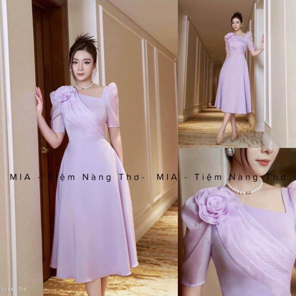 Đầm xòe công sở chữ a họa tiết hoa cổ tim KK140-15 | Thời trang công sở K&K  Fashion