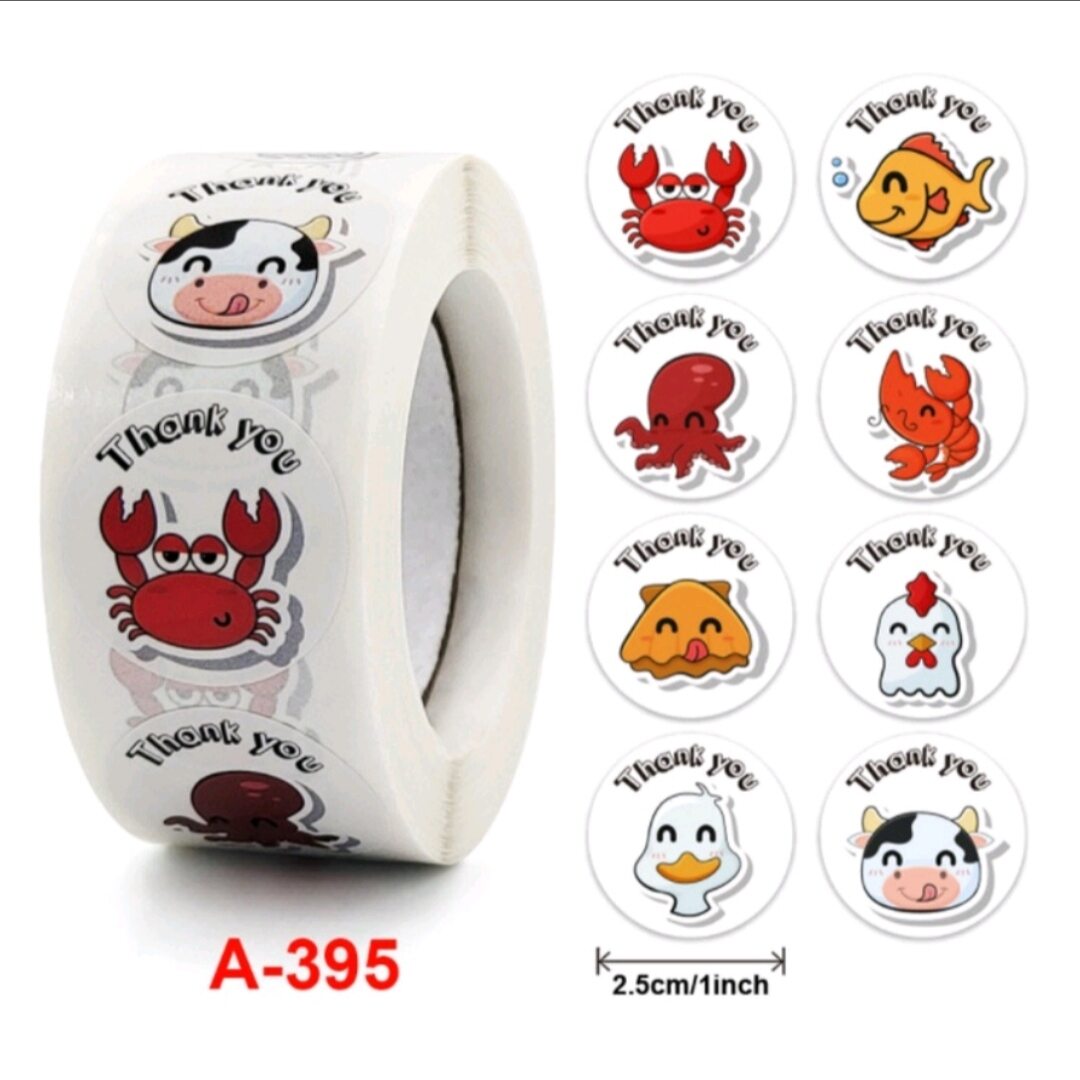 (Nhiều mẫu) Cuộn 500 tem / nhãn dán/ sticker cảm ơn dễ thương, xinh xắn