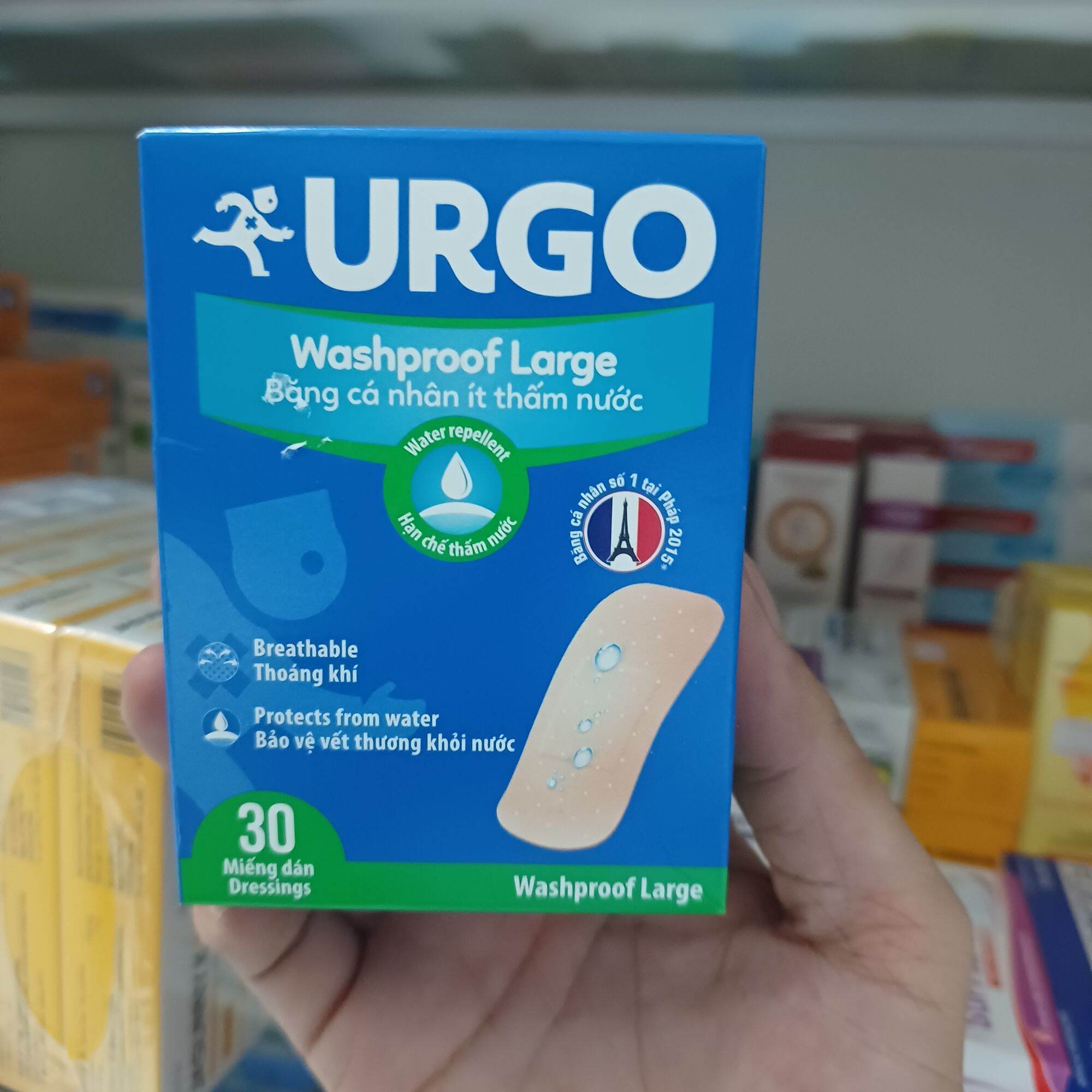 Băng cá nhân urgo bản lớn 3.8×7.2 cm hộp 30 miếng màu đục