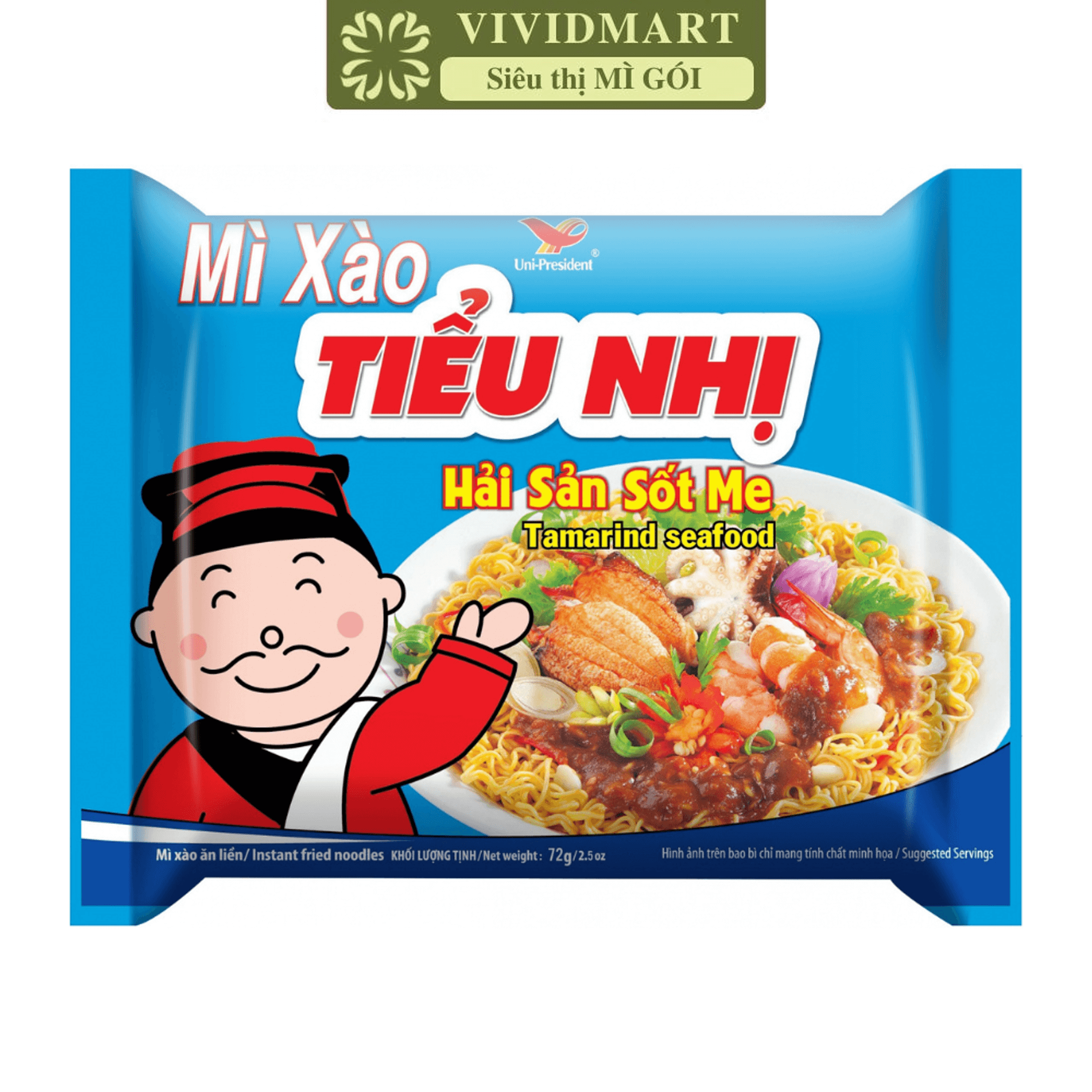 - uni-president - tieu nhi fried noodles 3 flavours: minced meat with tomato sauce flavour, fried pork with onion flavour, tamarind seafood flavour