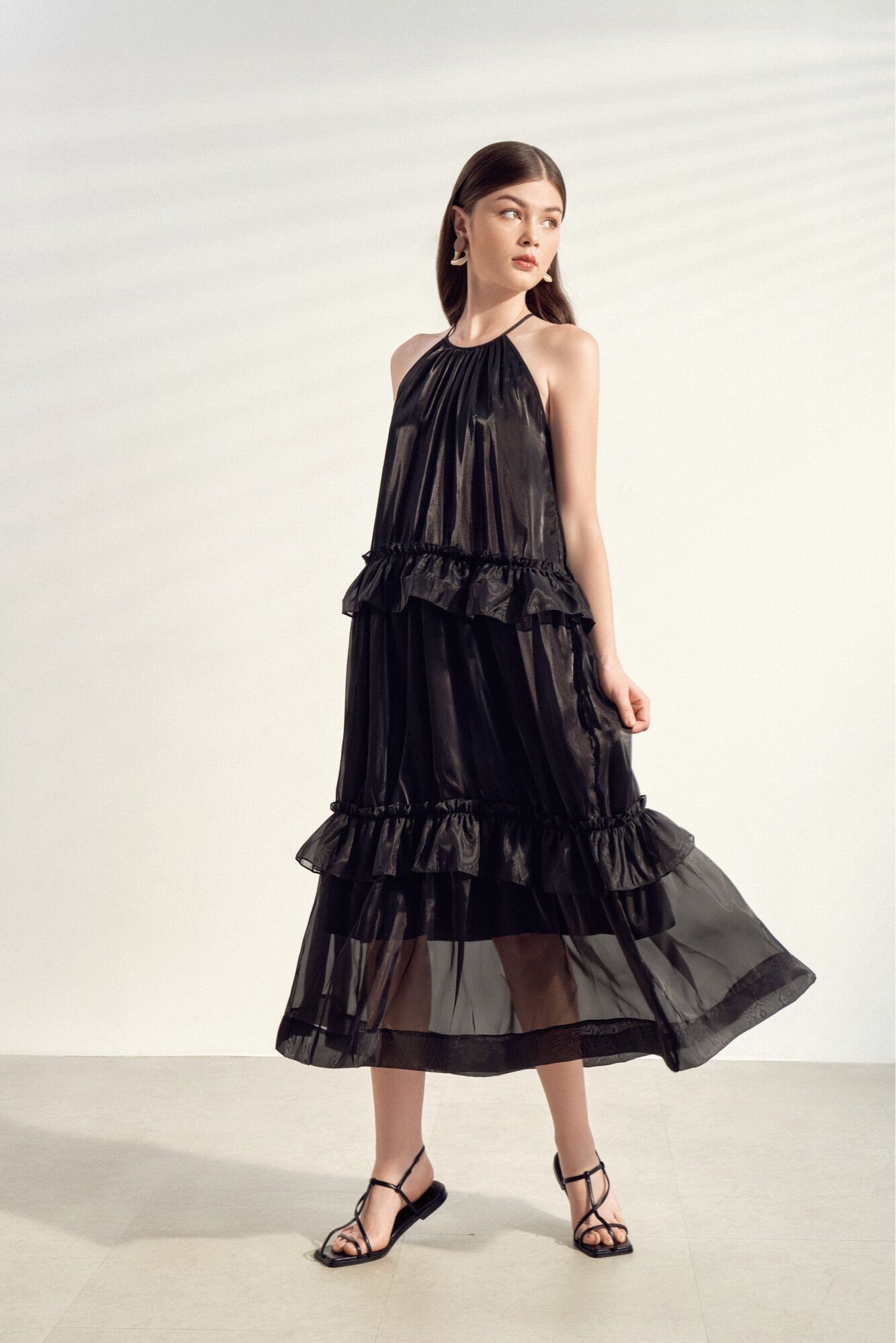 SAP-Đầm organza dáng dài bồng