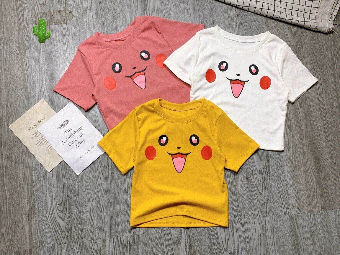 [HCM]Áo croptop tay ngắn pikachu