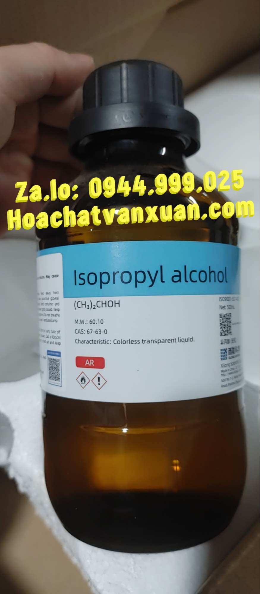 Isopropyl alcohol IPA 2-propanol 99.7% C3H8O chai 500ml Xilong CAS 67-63-0