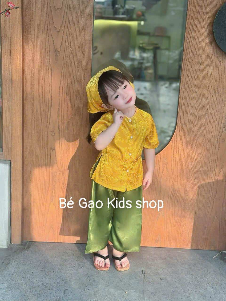 Bà ba gấm 2 mầu Hồng- Vàng cho bé|| Đồ bà ba bé gái