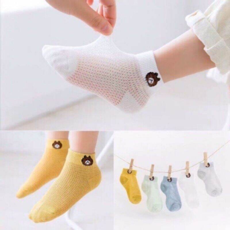 Set 5 đôi tất lưới mùa thu cho bé từ sơ sinh