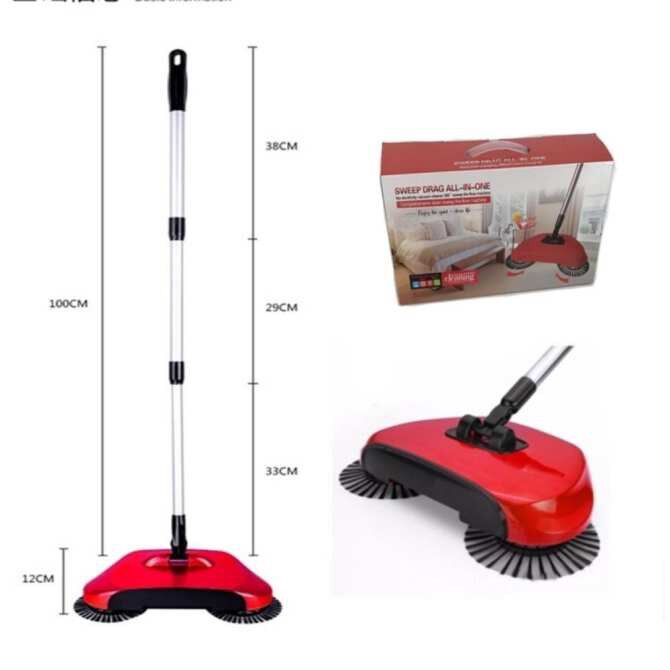 Chổi lau nhà hút bụi 360 độ tiện dụng màu đỏ/chổi quét nhà hút bụi tự động thông minh 360