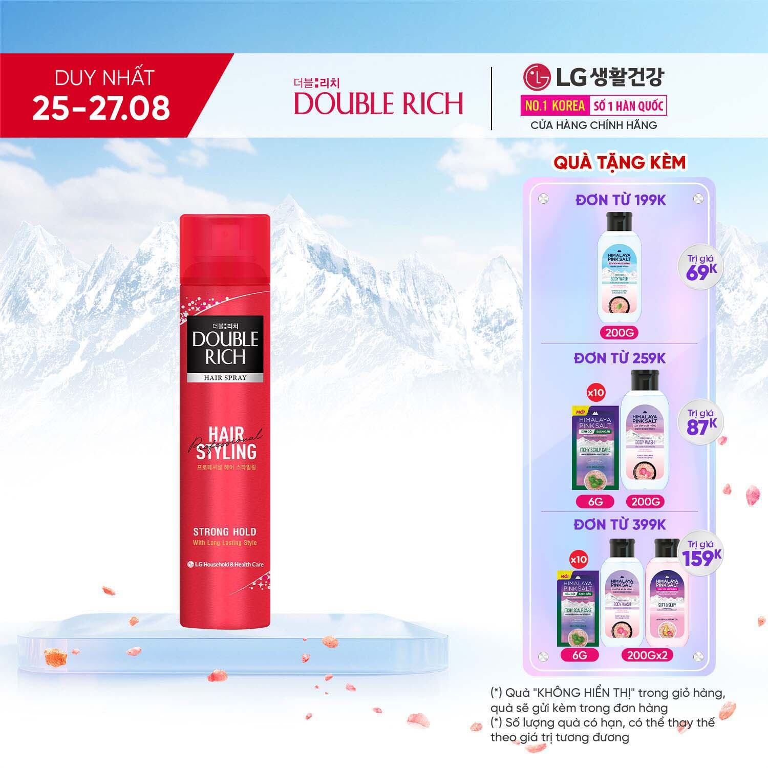 Gel giữ nếp tóc Double Rich dạng xịt, giữ tóc cố định tự nhiên 170ml
