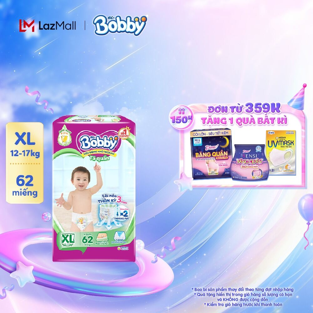 Tã quần Bobby lõi nén thần kì 3mm đủ size M/L/XL/XXL [Bao bì thay đổi theo từng đợt nhập hàng]