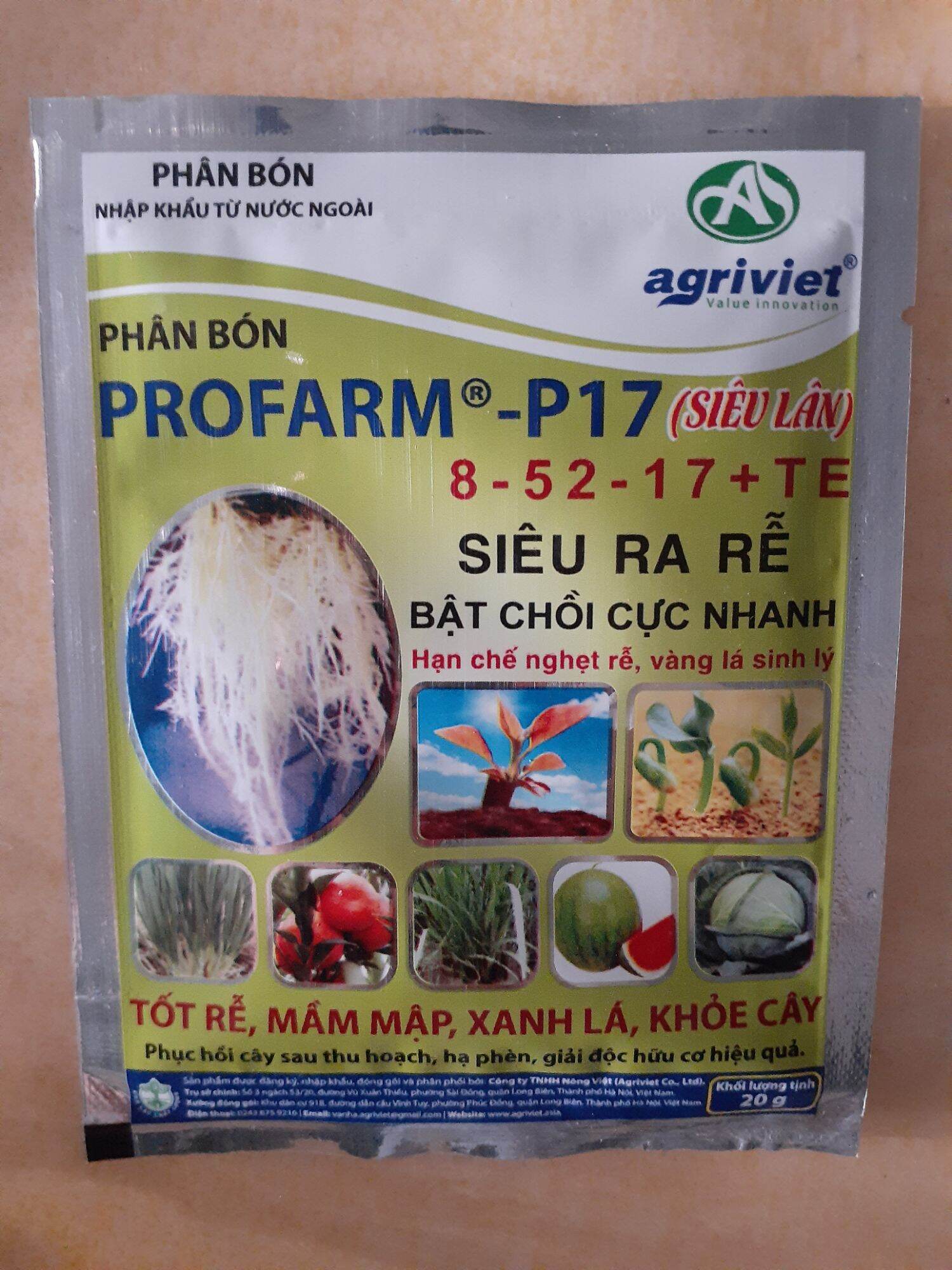 PHÂN BÓN LÁ KÍCH THÍCH RA RỄ PROFARM P17 GÓI 20GR