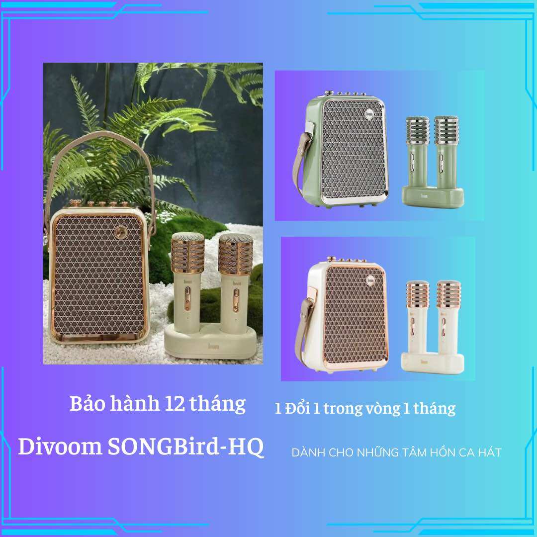 Loa Bluetooth Di Động Divoom SONGBird-HQ có tích hợp 2 micro hát karaoke - chính hãng bảo hành 12 tháng