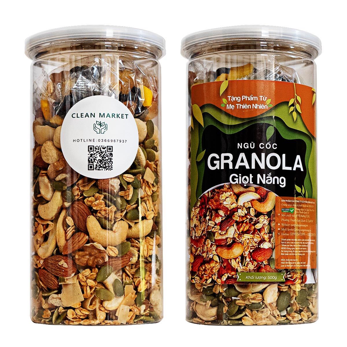 Granola Clean Market 85% hạt và trái cây nhiệt đới 15% yến mạch từ Nông