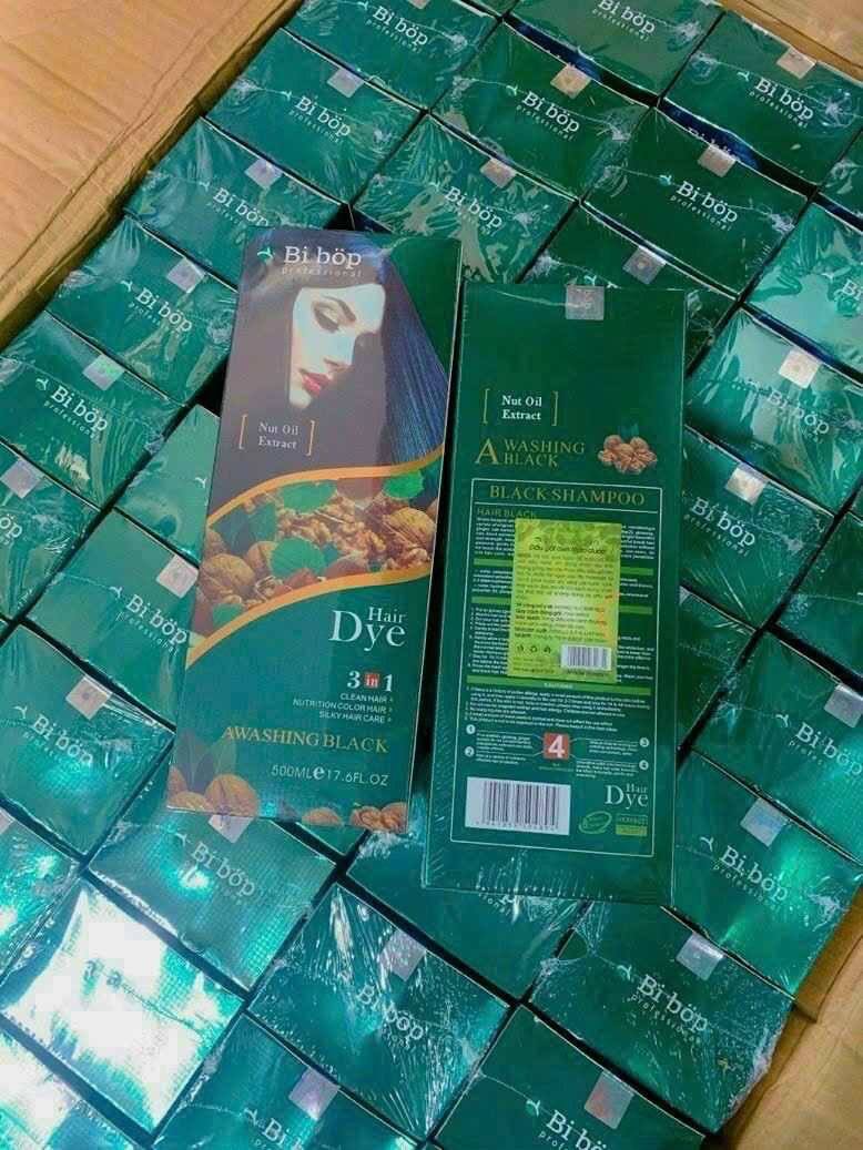 Dầu gội đen tóc phủ bạc Bibop (chai 500ml) loại nâu và đen