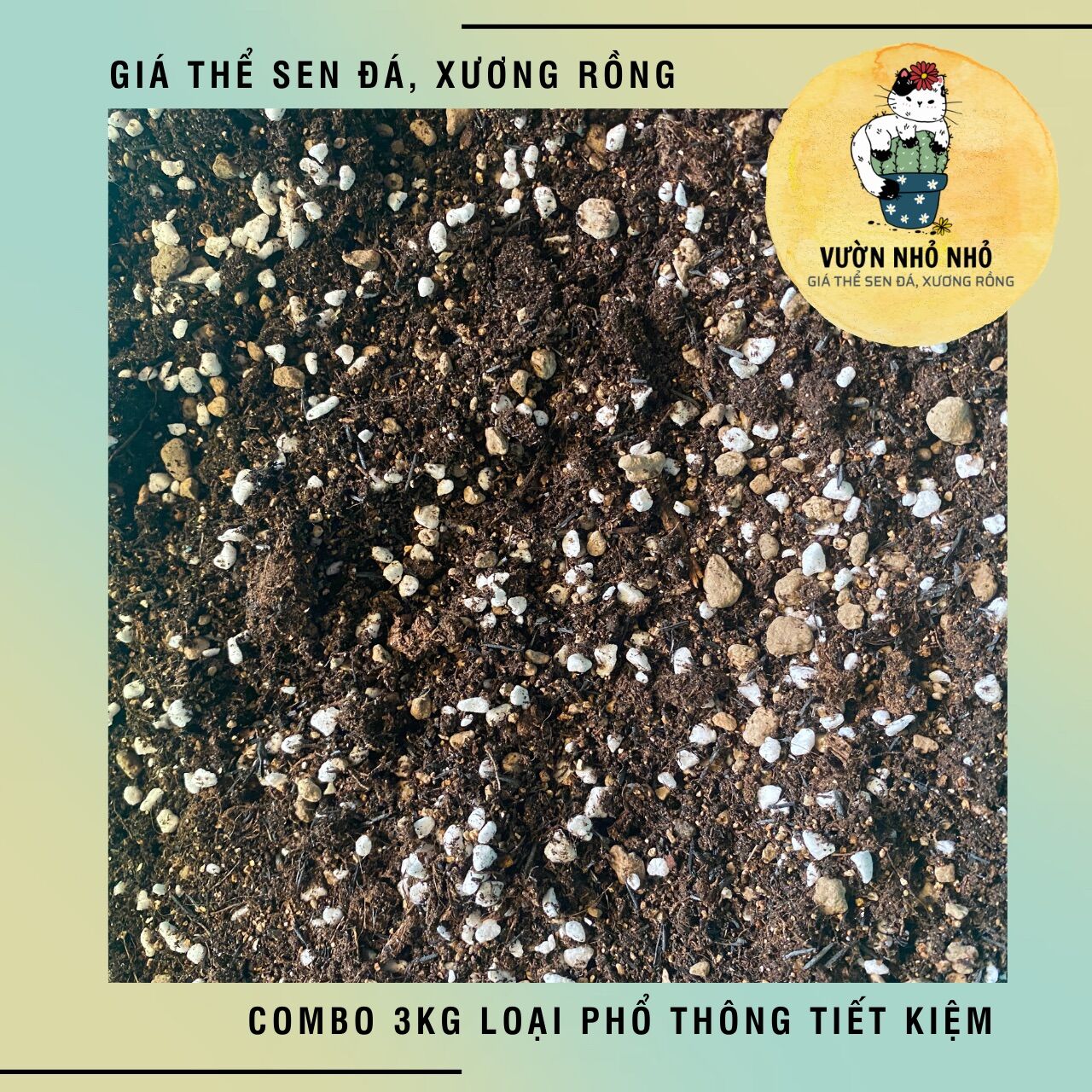 [ TIẾT KIỆM ] Combo 3kg loại Tiết kiệm Giá thể, Đất trồng Sen đá, Xương rồng trộn sẵn thoát nước tốt - Vườn Nhỏ Nhỏ