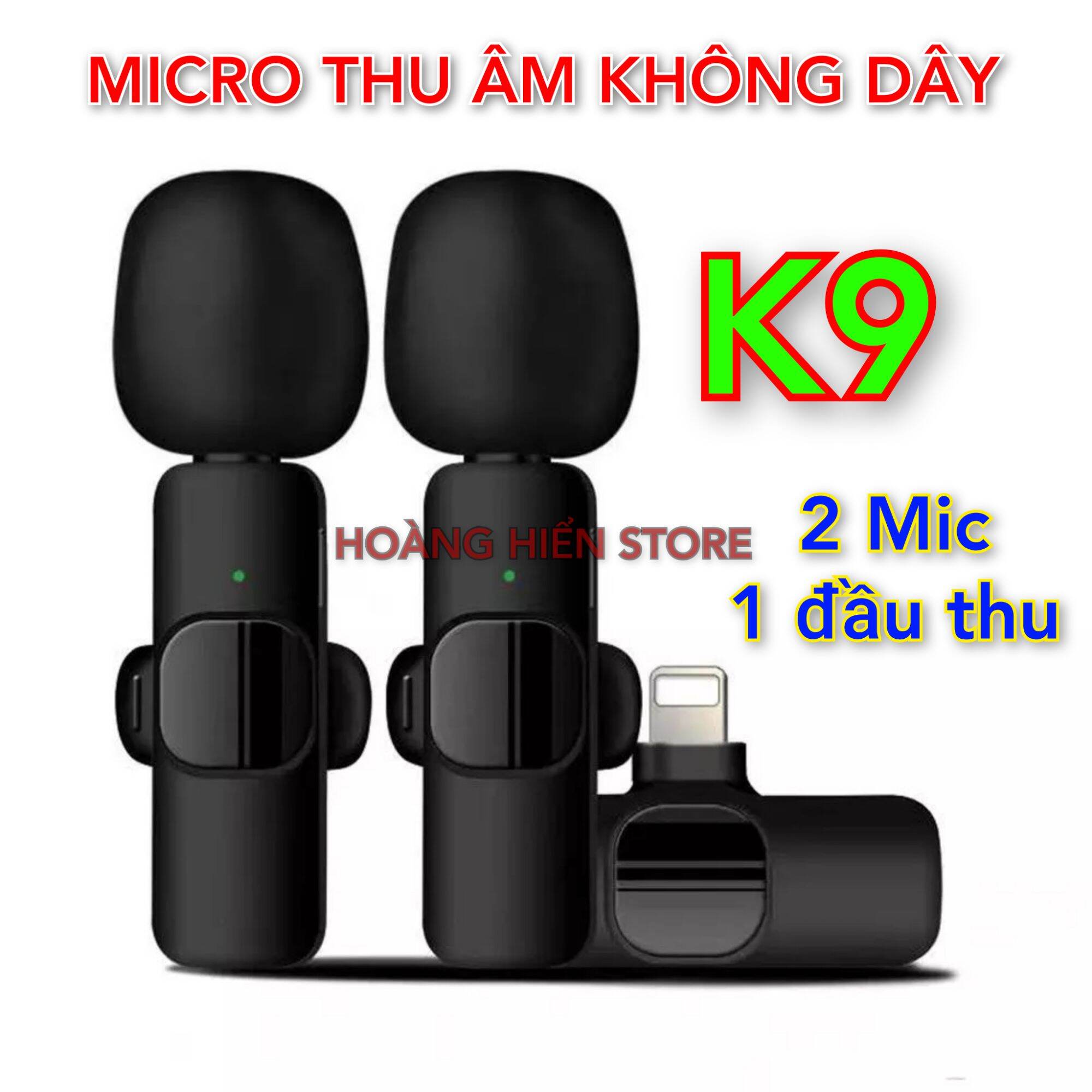 Micro thu âm không dây K9, mic đôi cho điện thoại
