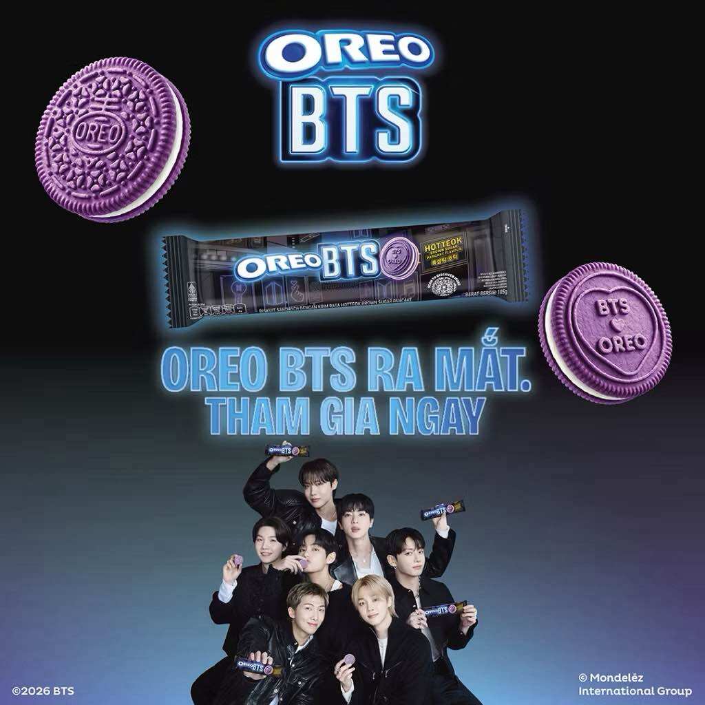 [COMBO 5] OREO & BTS Bánh Quy Tím Kẹp Kem Vị Bánh Nướng Đường Nâu Hotteok phiên bản giới hạn