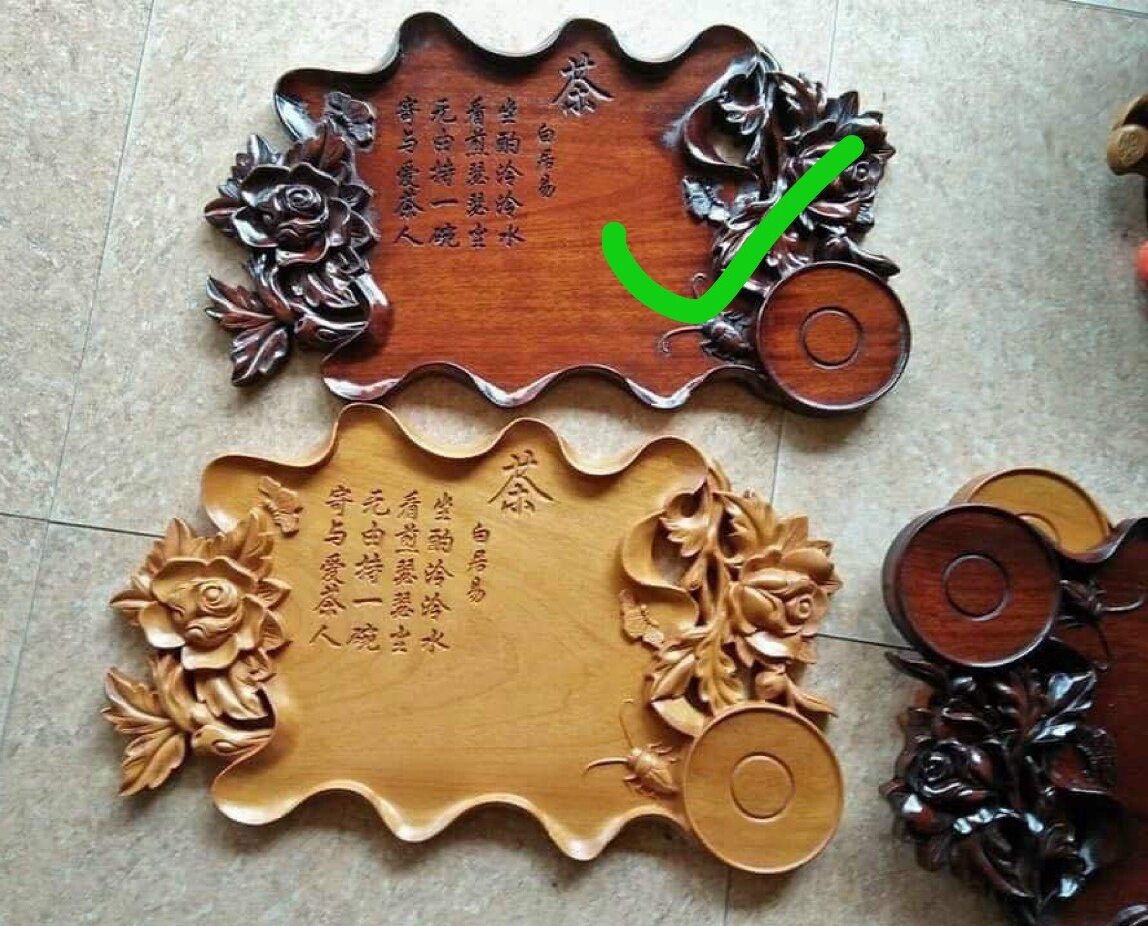 KHAY TRÀ HOA HỒNG GỖ GỤ 35x35cm