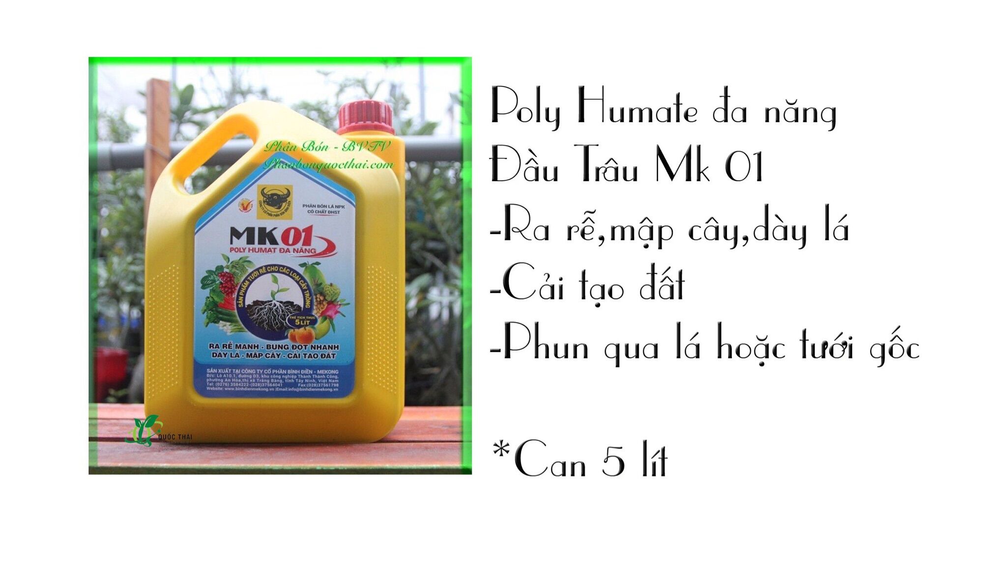 Phân bón đa năng sinh học poly humat – đầu trâu mk 01 – can 5 lít