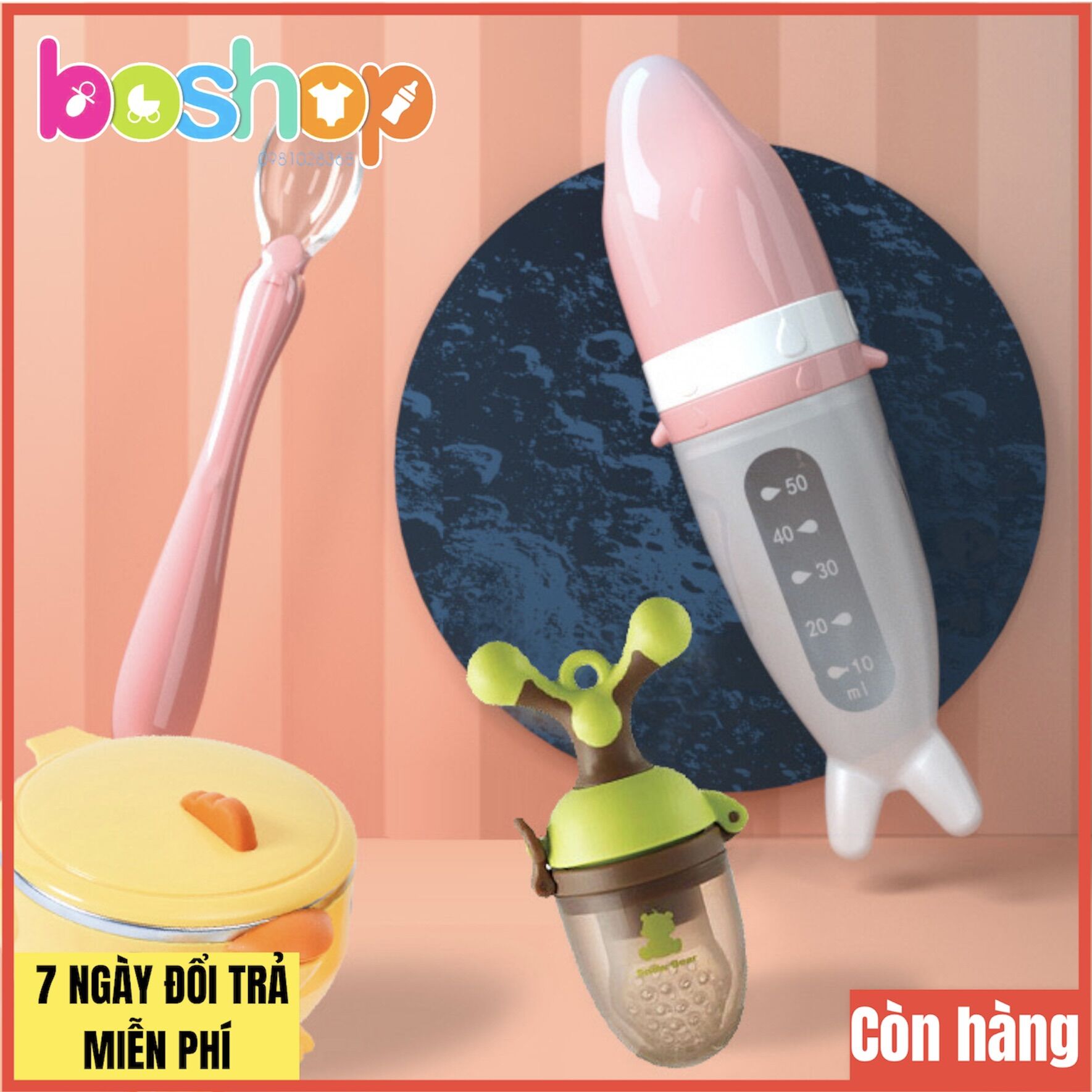 Bình thìa cá heo Sami 2 in 1 - thìa ăn dặm + túi nhai
