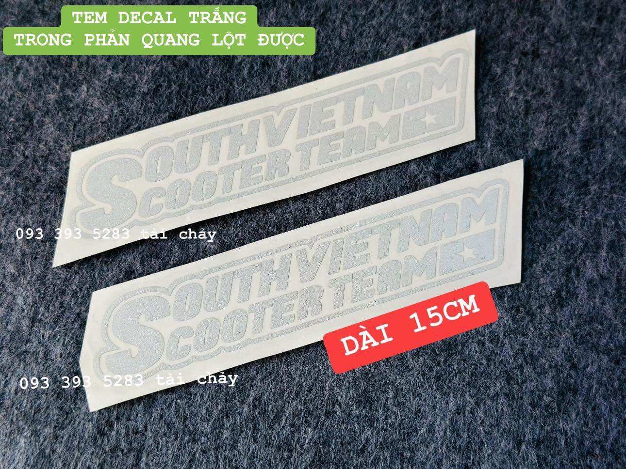 [ 1 MIẾNG  ] TEM DECAL DÀI 15CM TRẮNG TRONG SUỐT PHẢN QUANG