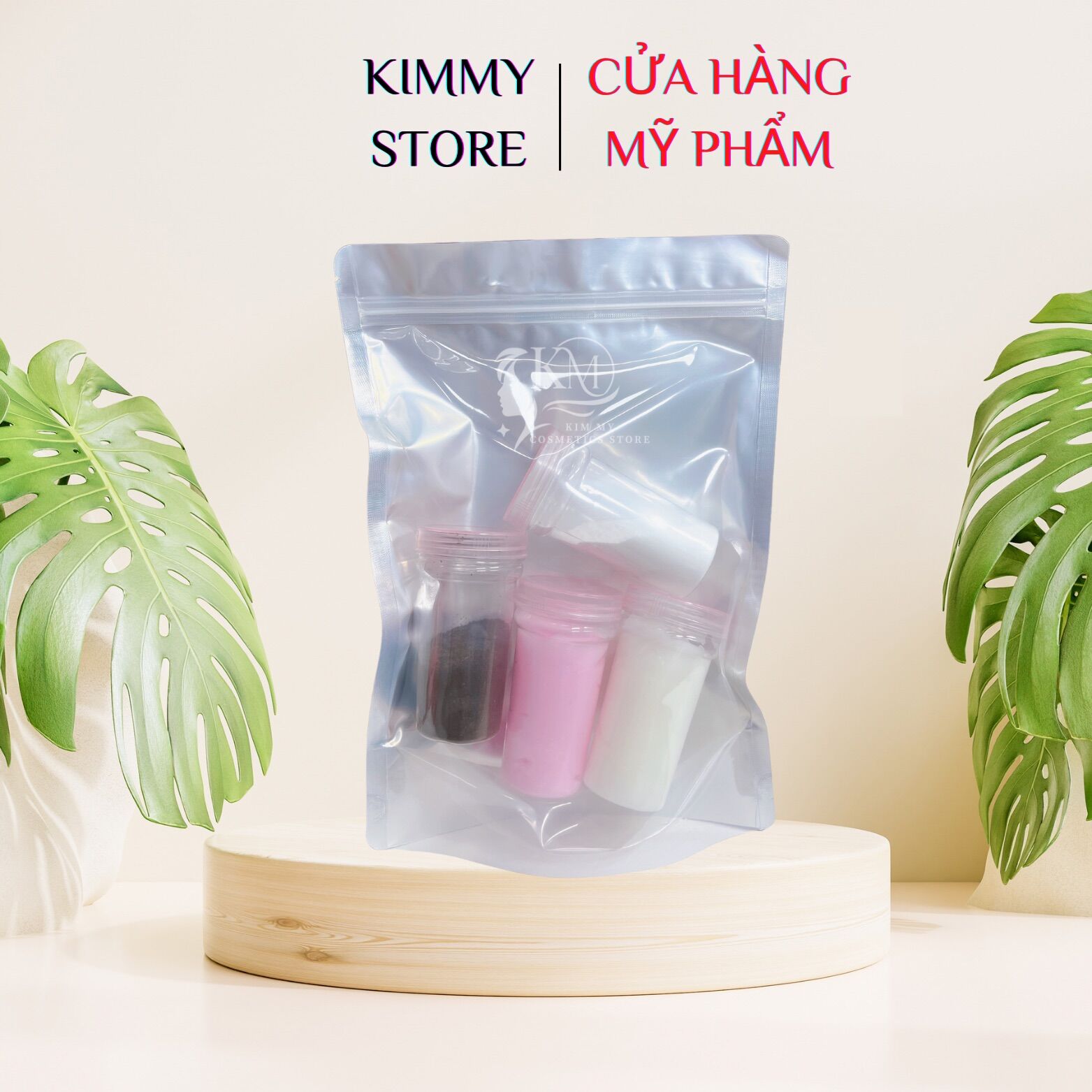 Set túi zip 4 chai tắm tẩy trắng cấp tốc Kimmy