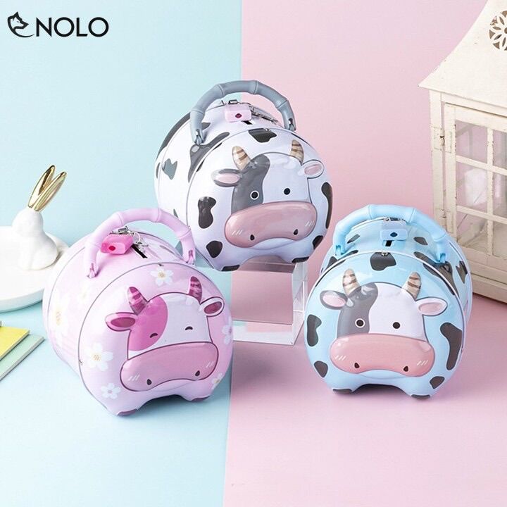 Két sắt mini tiết kiệm tiền hình con bò sữa cho bé