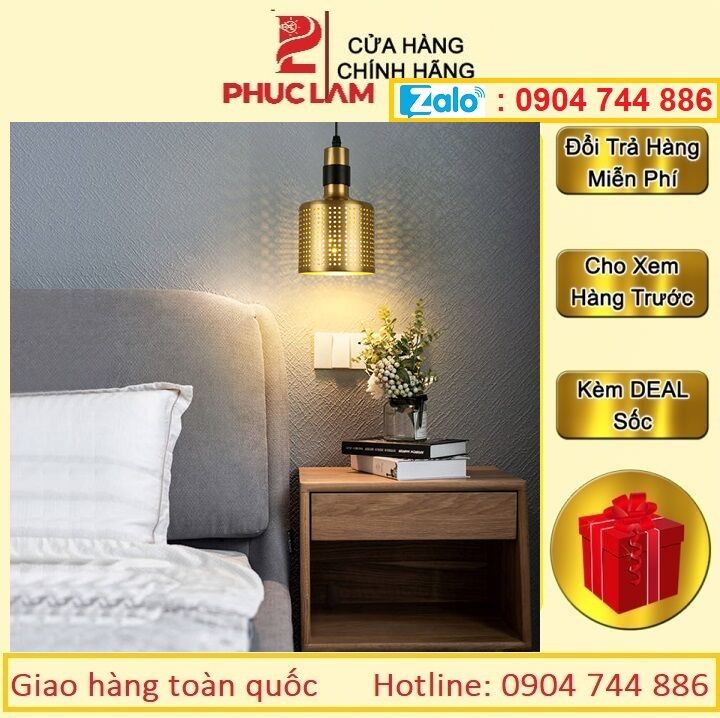 Đèn thả chao đồng hiện đại thả đầu giường, phòng ngủ, bàn ăn