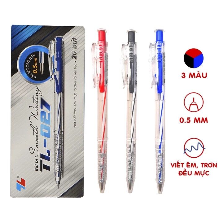 Hộp 20 bút bi thiên long tl-027, 0.5mm