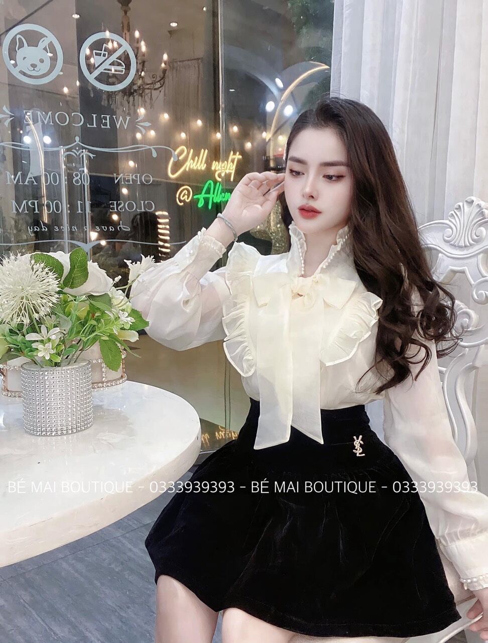 Áo sơ mi nơ bèo tiểu thư THL82