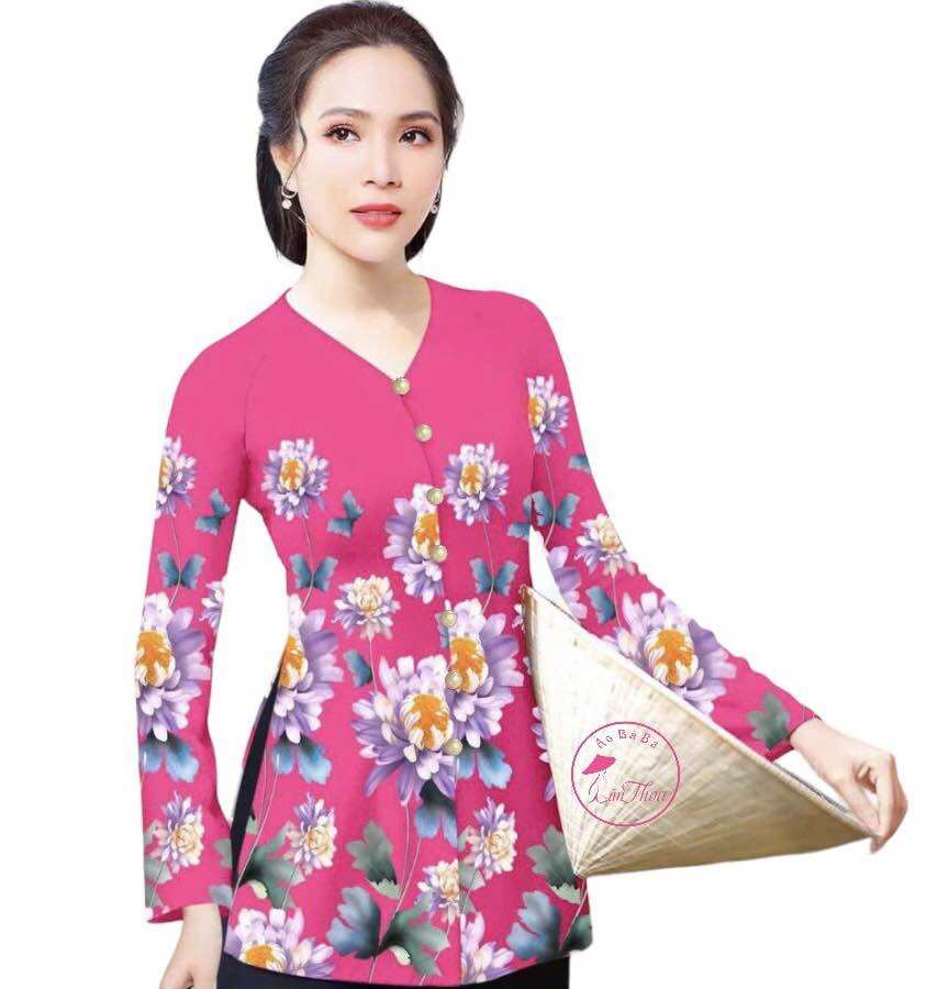 Áo bà ba nữ in hoa,bà ba thun in hoa,bà ba in 4d(áo lẻ không kèm quần)