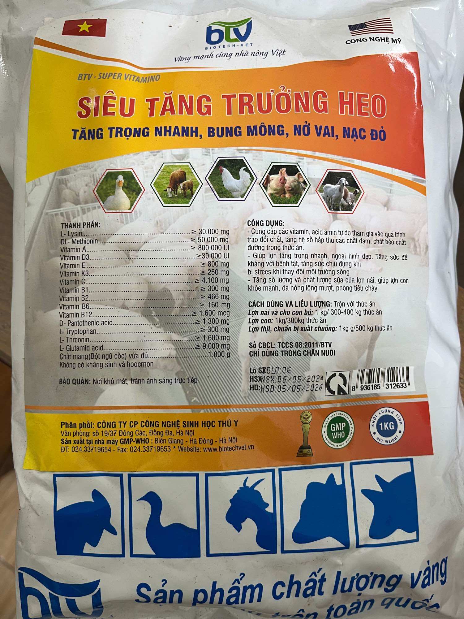 Vỗ béo heo - 1 kg ( bung mông ,nở vai,tăng trọng nhanh)