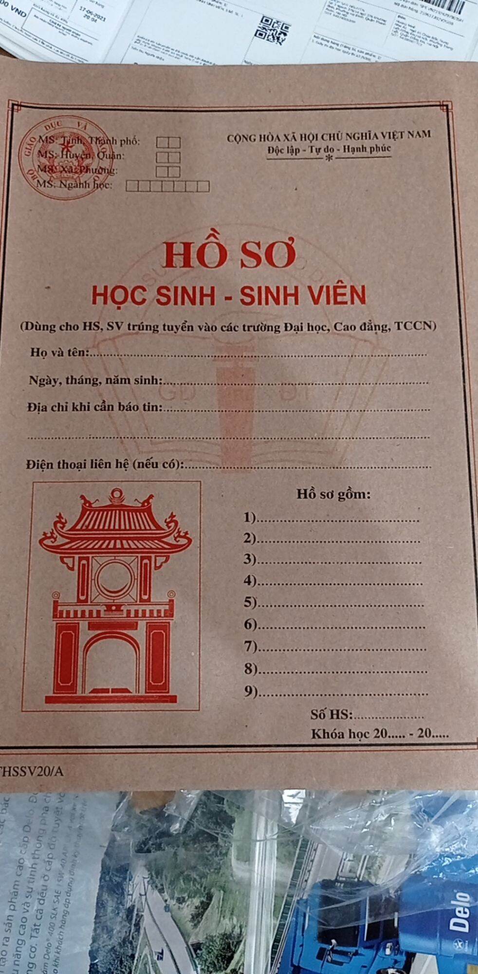 Combo 50 bộ hồ sơ học sinh sinh viên