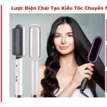 Lược điện chải thẳng tóc, uốn cụp tóc chuyên nghiệp tiện lợi - máy uốn tóc siêu tốc hiện đại công nghệ hàn quốc .lược điện chải tóc tạo kiểu chuyên nghiệp - uốn duỗi ép tóc đa năng 3 in 1 tiện ích tại nhà