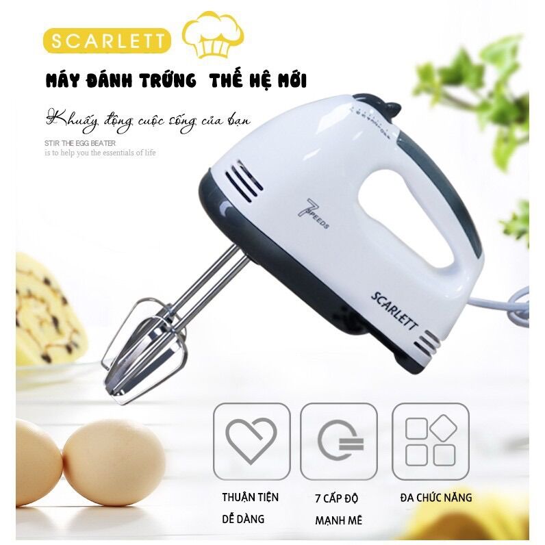 Máy đánh trứng cầm tay 7 tốc độ scarlet - máy đánh bột 4 đầu trộn tiện lợi