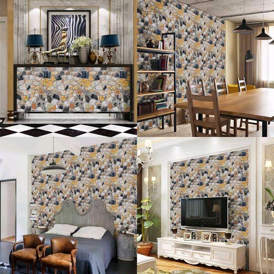 Giấy dán tường giả đá m3 khổ 45cm x 10m có keo sẵn