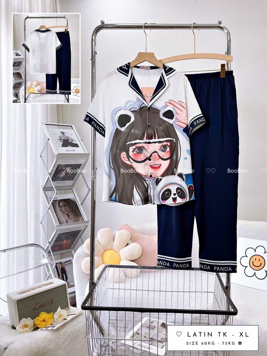 (Bigsize - Tay Ngắn Quần Dài) - Pijama BooBoo Lụa Latin Thiết kế Cao Cấp 60-75kg