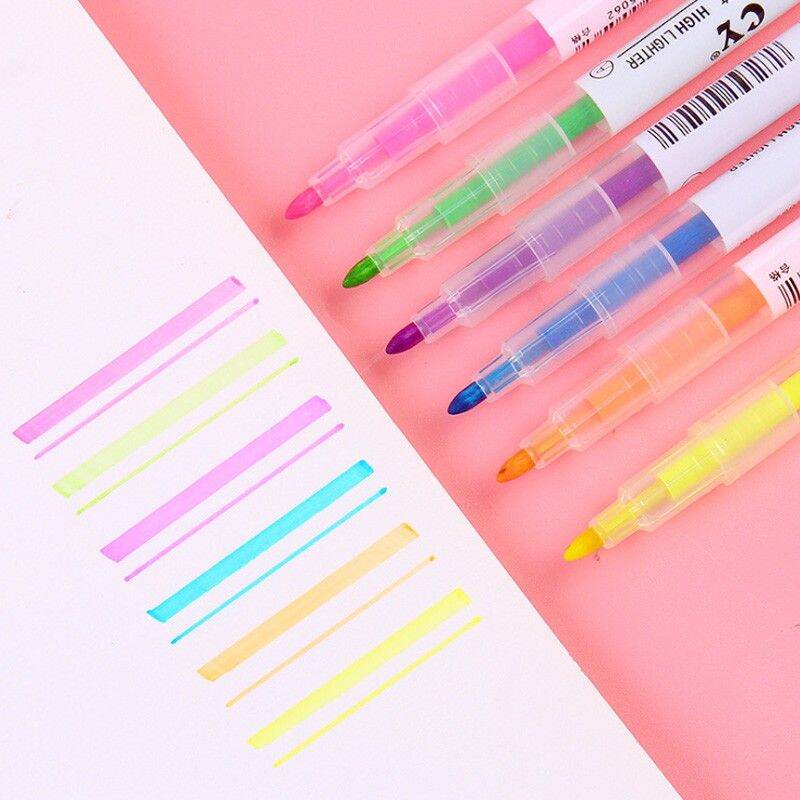 Set 6 bút dạ quang, bút highlight có 2 đầu