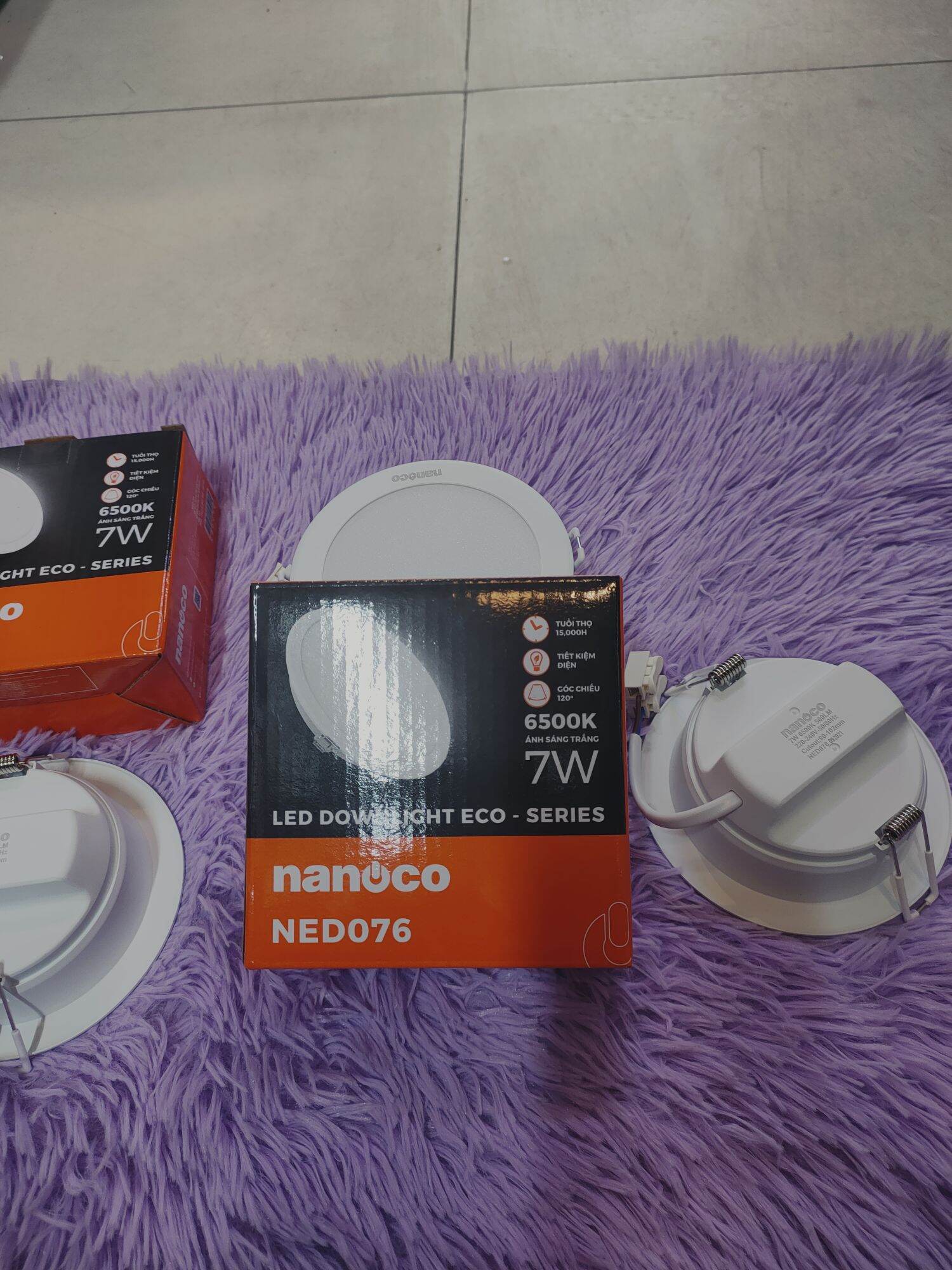 Đèn led âm trần Nanoco d90-7w 1 màu _3 màu