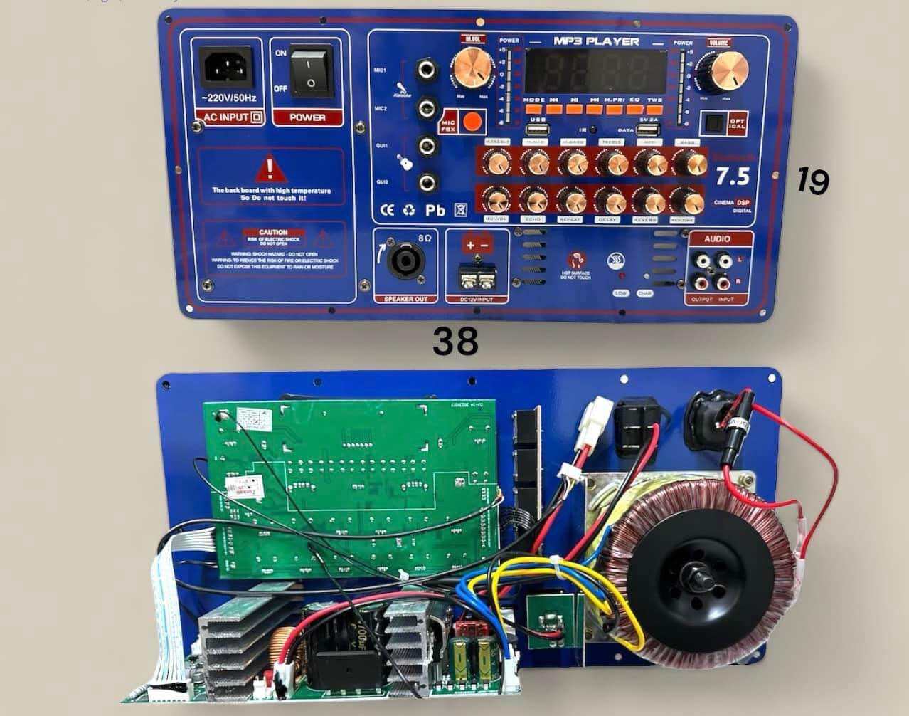 Mạch công suất lắp loa kéo, loa xách tay T900S New 2024, Mạch 2 kênh Stereo, Out Sub riêng biệt, Rev