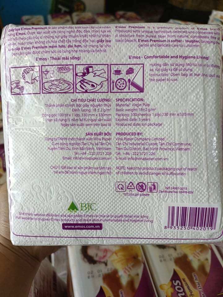 10 Khăn giấy EMOS vuông lớn 330 x 330